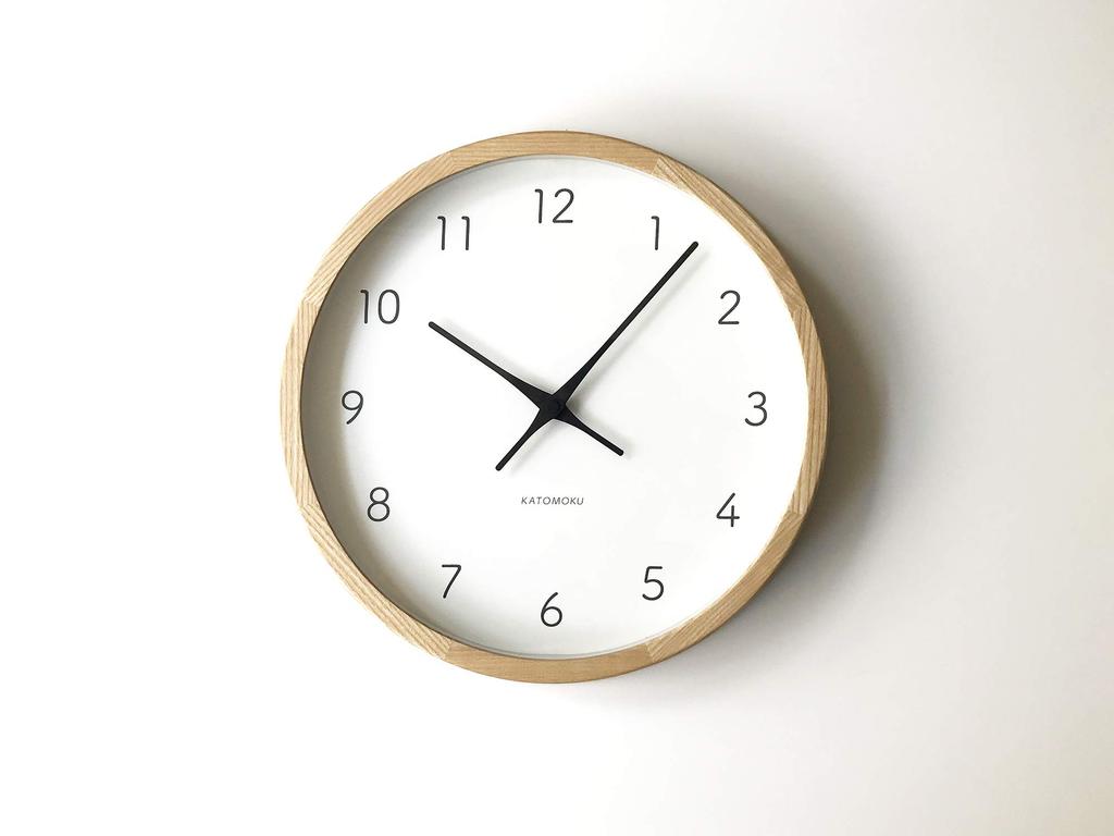 KATOMOKU Muku Clock 7 Natural Wall Clock Continuous Second Hand Movement Controlled km-60NARC 306mm (Radio Clock)