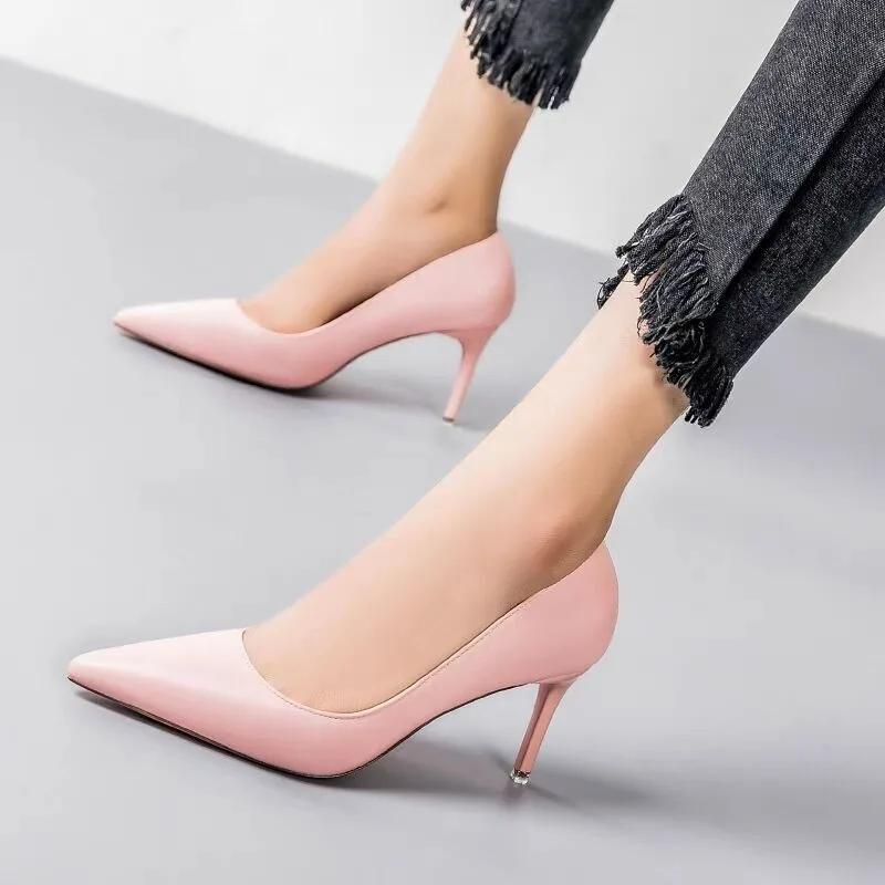 Fashion 2024 Fashion Women's Shoes Slip On Women's Pumps Autumn Pointed Toe Solid Sexy Dress Stilettos or Thin Heels Plus Size Shoes