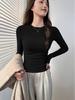 2025 Autumn/Winter Women's Solid Color Slimming Long Sleeve Round Neck Base Shirt