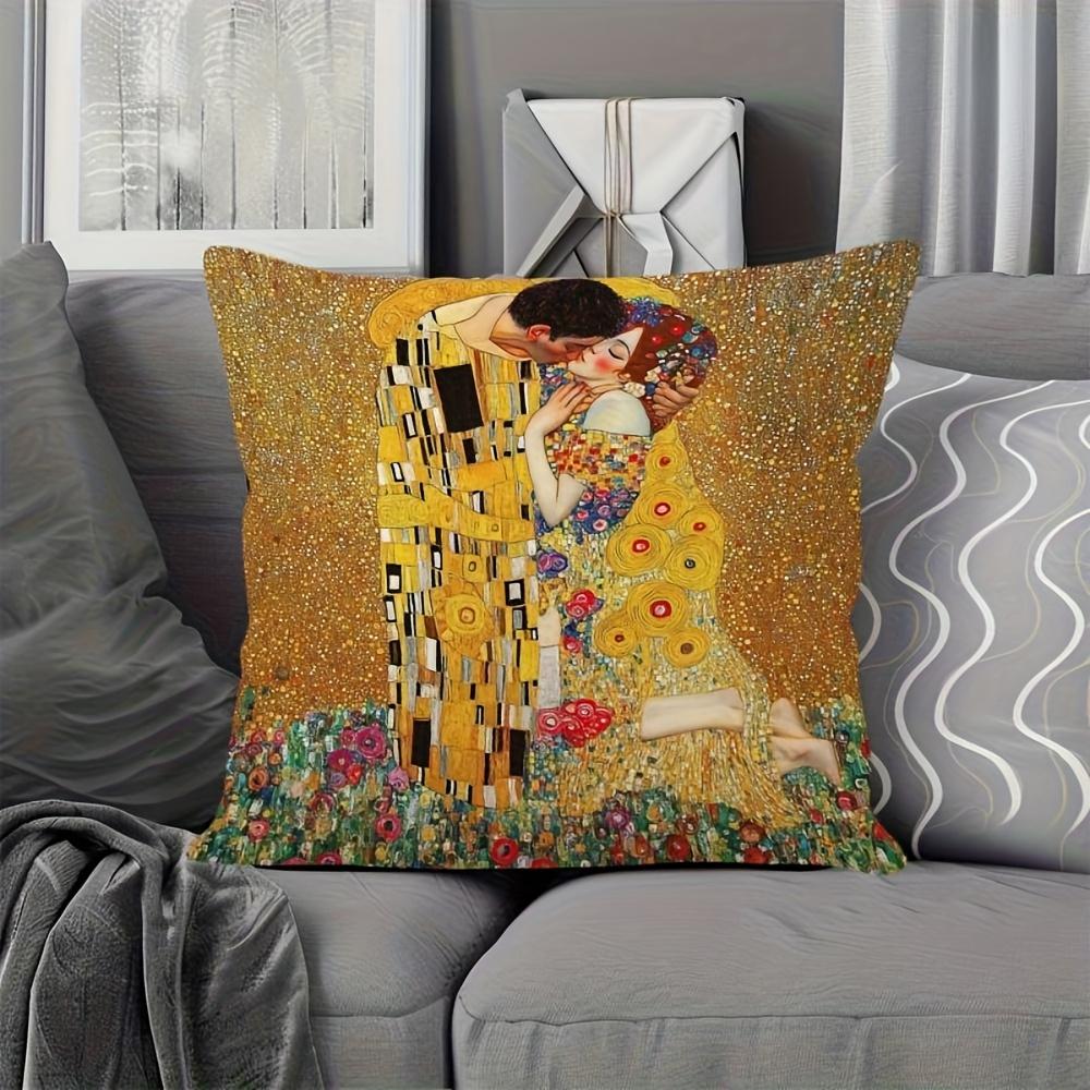 Pillow Cover Art Print Vintage Golden Aesthetic Cushion Case For Sofa Bed Couch Boho Home Decor