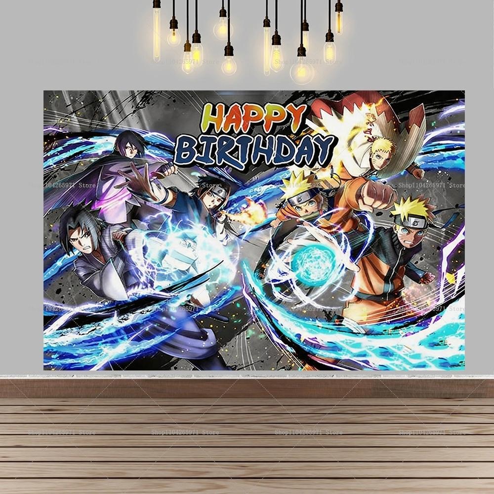 Cartoon Naruto Shinobi Banner Cool Konoha Design for Youth Boys Birthday Baby Shower Photo Background Wall Hanging Decor 123