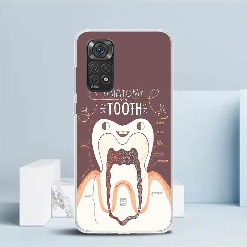 Зуб Мудрости Стоматолог Зуб Чехол Для Телефона Для Xiaomi Redmi Note 15 14 14S 13 12S 12 Pro Plus 11S 11 11T 11E 10S 10 + Мягкий ТПУ Задняя Крышка C