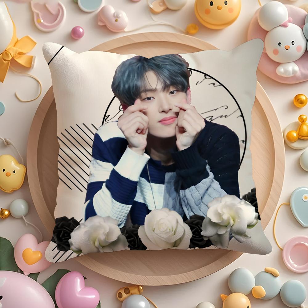 MMingi AAteez Idol Cushion Cover Plush Fabric Soft DoubleSided Printed Sofa Warm Winter Home Gift Pillow Cover