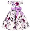 Toddler Girls Floral Embroidered Party Dress Crew Neck Short Sleeve For Weddings Special Occasions