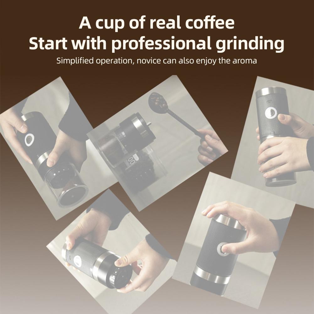 Electric Coffee Bean Grinder 5 Level Adjustable Auto Stop Gravity Espresso Grinder Portable