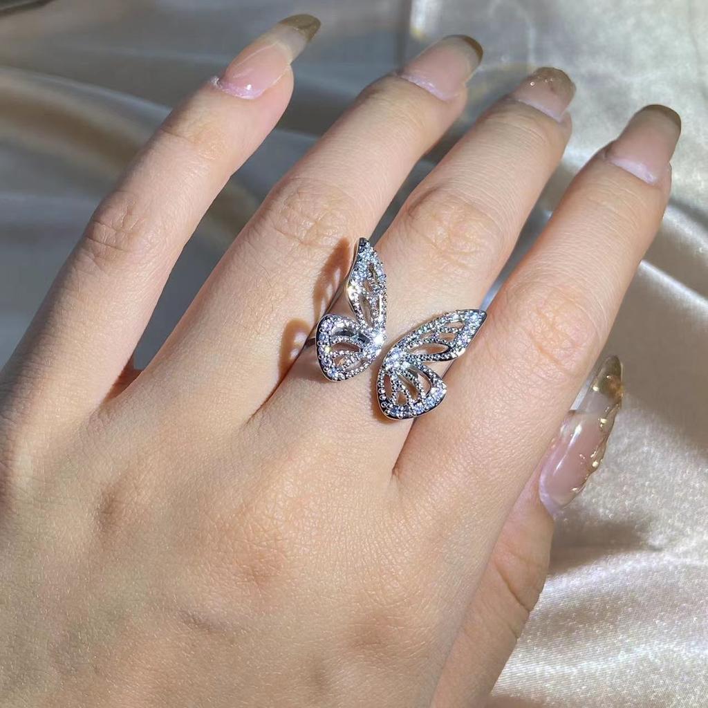 Изысканное кольцо для женщин, ювелирные изделия в форме бабочки, высококачественные ювелирные изделия в виде бабочки, подарок на годовщину, ювелирное кольцо с регулируемым отверстием.