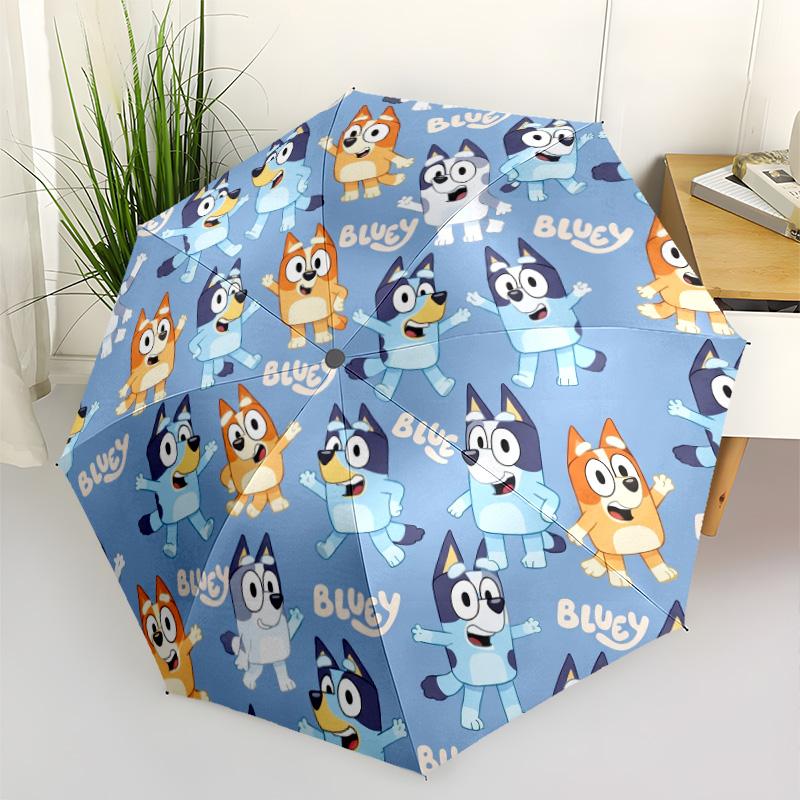 Bluey Friends Portable Automatic Umbrella Sturdy 8-Rib Shaft Lightweight for Women/Men Vibrant Pattern Umbrella Gift for Festivals