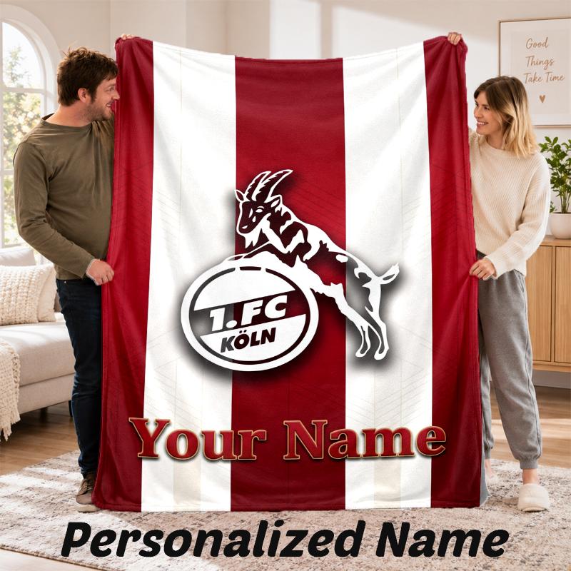 FC Köln Personalized Flannel Blanket Custom Name Text Soft Throw Blanket Home Decor