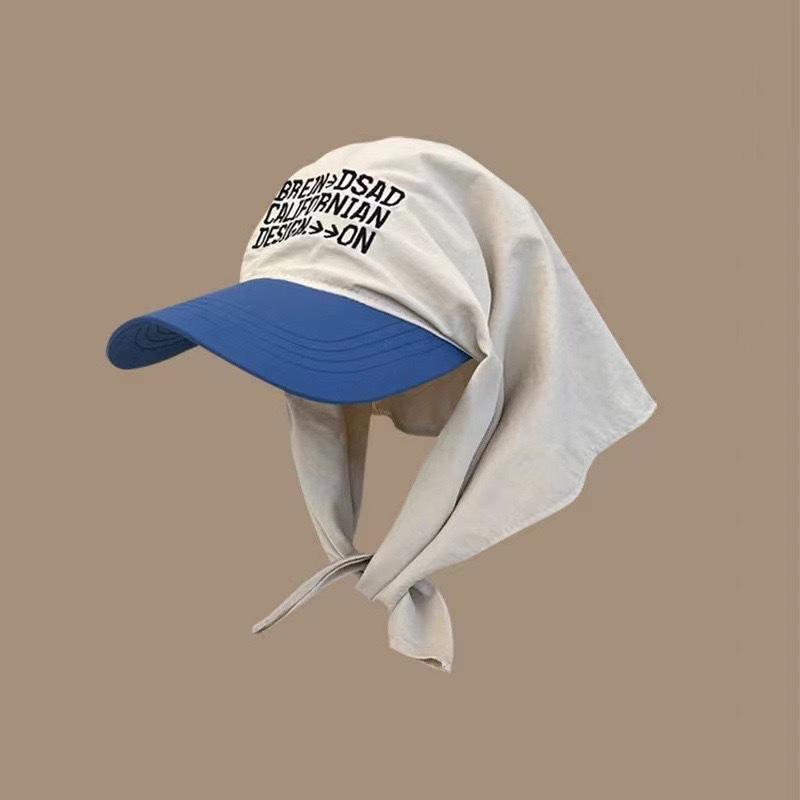 Personalized Color Matching Headscarf Strap Cap Women'S Summer Trend Fashion Letter Embroidery Sunscreen Hat