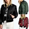 Fashion Women Baseball Jacket Solid Color Zip Coat Autumn Winter Jacket