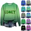 Women's Loose Casual St. Patrick's Day Printed Round Neck Long Sleeved Sweatshirt, Fashionable Long Sleeved Top