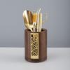 Wooden Tea Ceremony Tools Set With Brass Accessories - Black Ebony Rosewood 5-Piece Gongfu