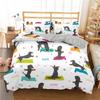 Cartoon Sausage Dog Pattern Down Bedcover Pillowcase 3D Cute Animal Bedding Set 2/3 Twin Queen Large Bedroom Cover