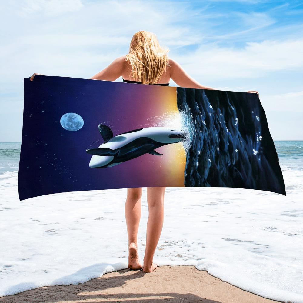 Marine Animal Series Microfiber Double-sided Velvet Swimming Towel Versatile Square Towel Beach Towel