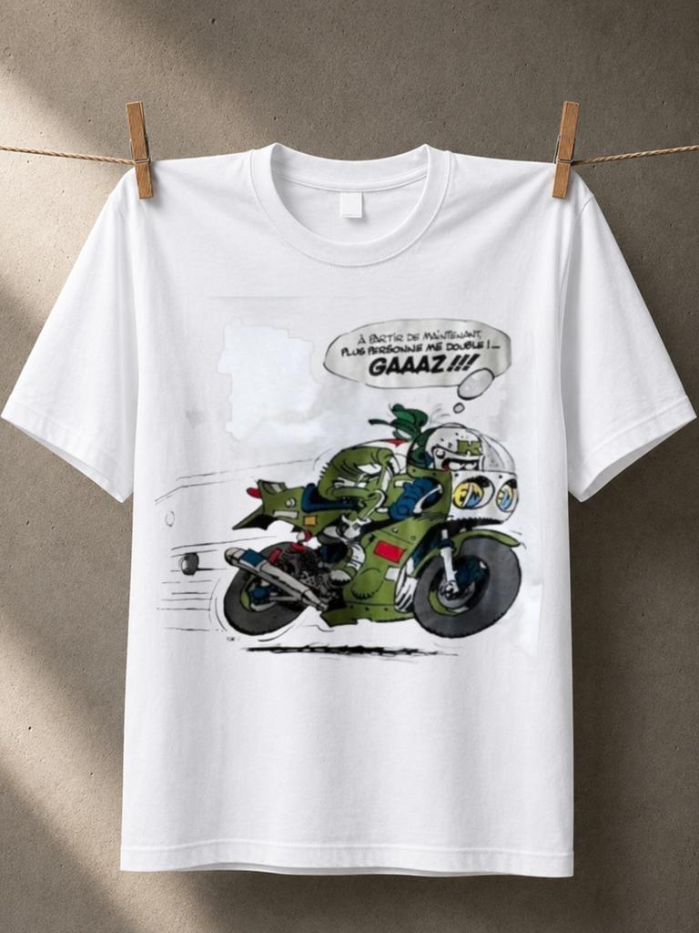 A Partir De Maintenant Plus Personne Me Double Gaaaz Small Crocodile Rider Green Racing Cartoon Unisex All Tshirt
