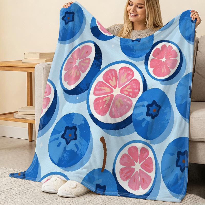 Thick Warm Flannel Throw Blanket Fruit Series, Soft & Cozy for Home, Couch Naps, Single Guest Bed, Christmas & Halloween