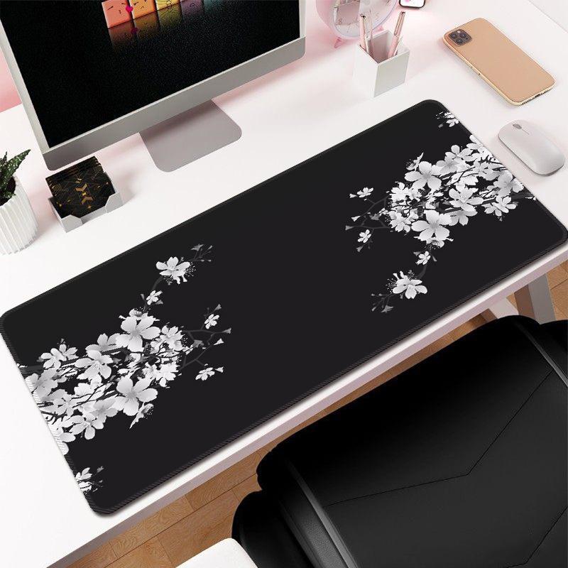 Ink Cherry Blossom Mouse Pad Large Office Desk Pad Life Black and White Series Mouse Pad Rubber Non-slip