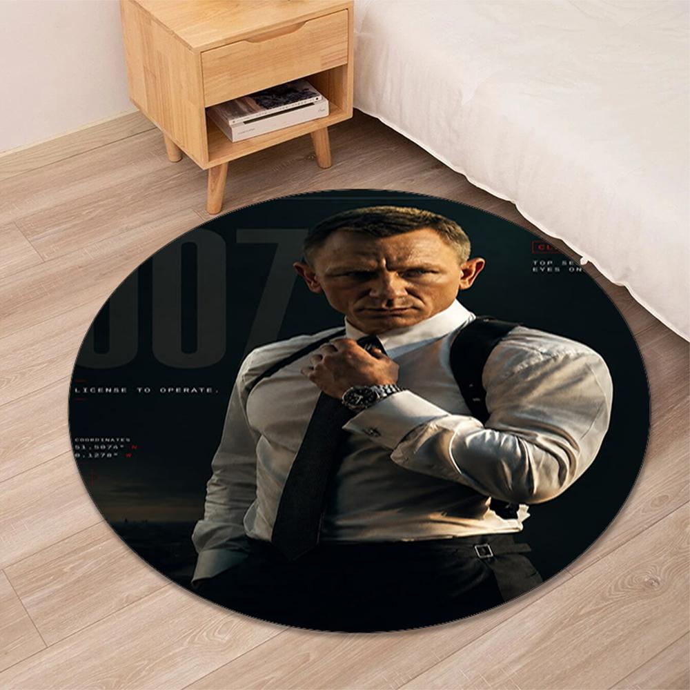 007 James Bond Printed Round Rug Carpet Chair Rug Area Rug Entryway Doormats,for Office Chair Living Room Bedroom Kitchen Room.