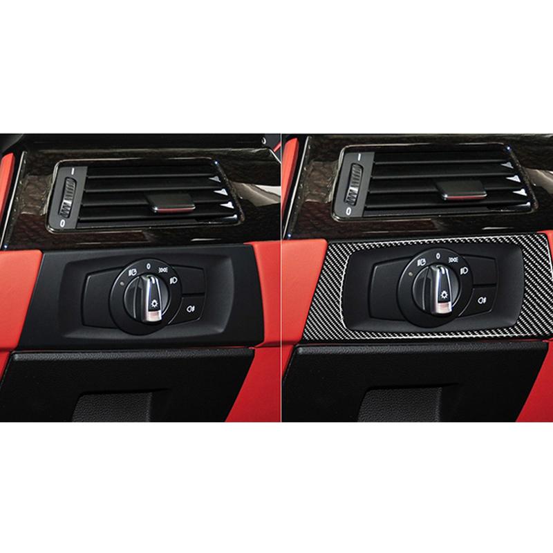 Для BMW E90 E92 E93 3 серии 2005-2012, переключатель фар из настоящего углеродного волокна, декоративная рамка, накладка, внутренняя отделка
