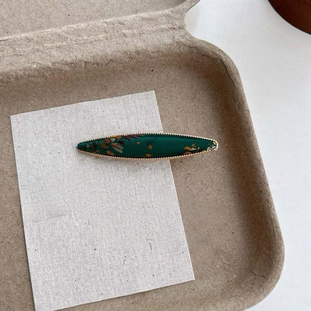 Gold Silk Fabric Songzhen Hair Clip Chinese Style Silk Hair Clip Vintage Pearl Inlay Hairpin  Girls