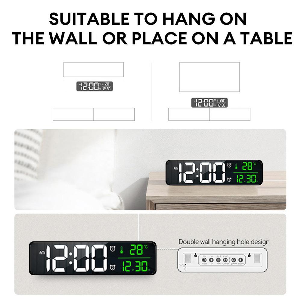 LED Digital Alarm Clock Temperature Date Display Desktop Desk Clocks Home Table Decoration 12/24H Dual Alarms Digital Clocks
