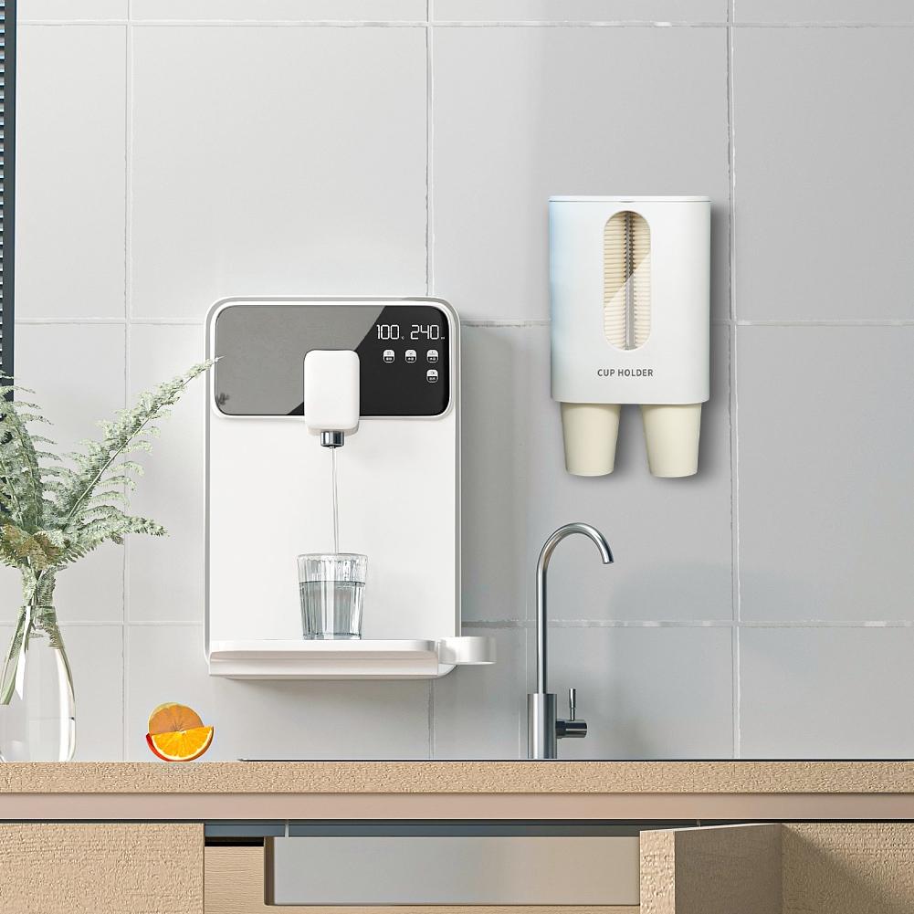 Cup Dispenser Pull Type Cup Dispenser for Water Cooler Wall Mount Cup Holder Beige Single Tube Paper Cup Holder