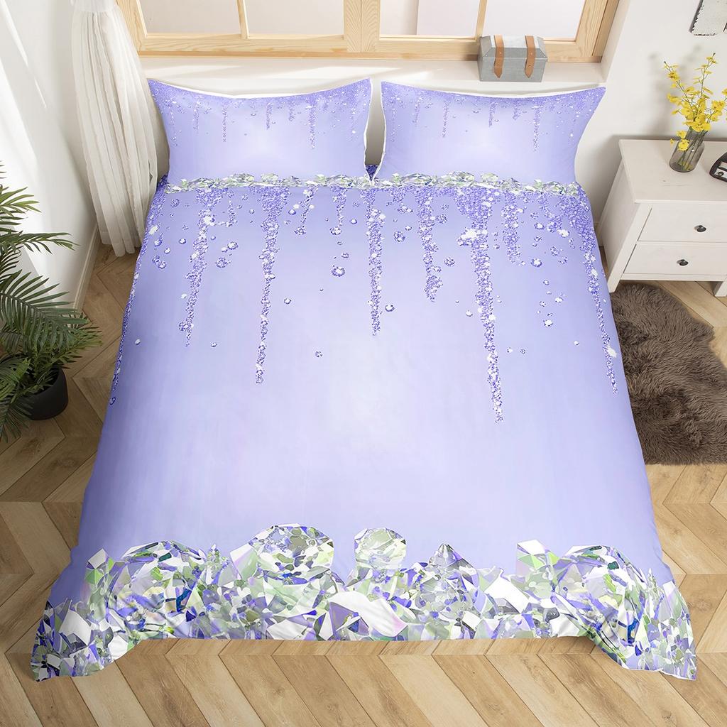 Homewish Chic Princess Fashion Duvet Cover Set,Glitter Sequin Print Bedding Set,Teen Adult Girl Female Bed Set