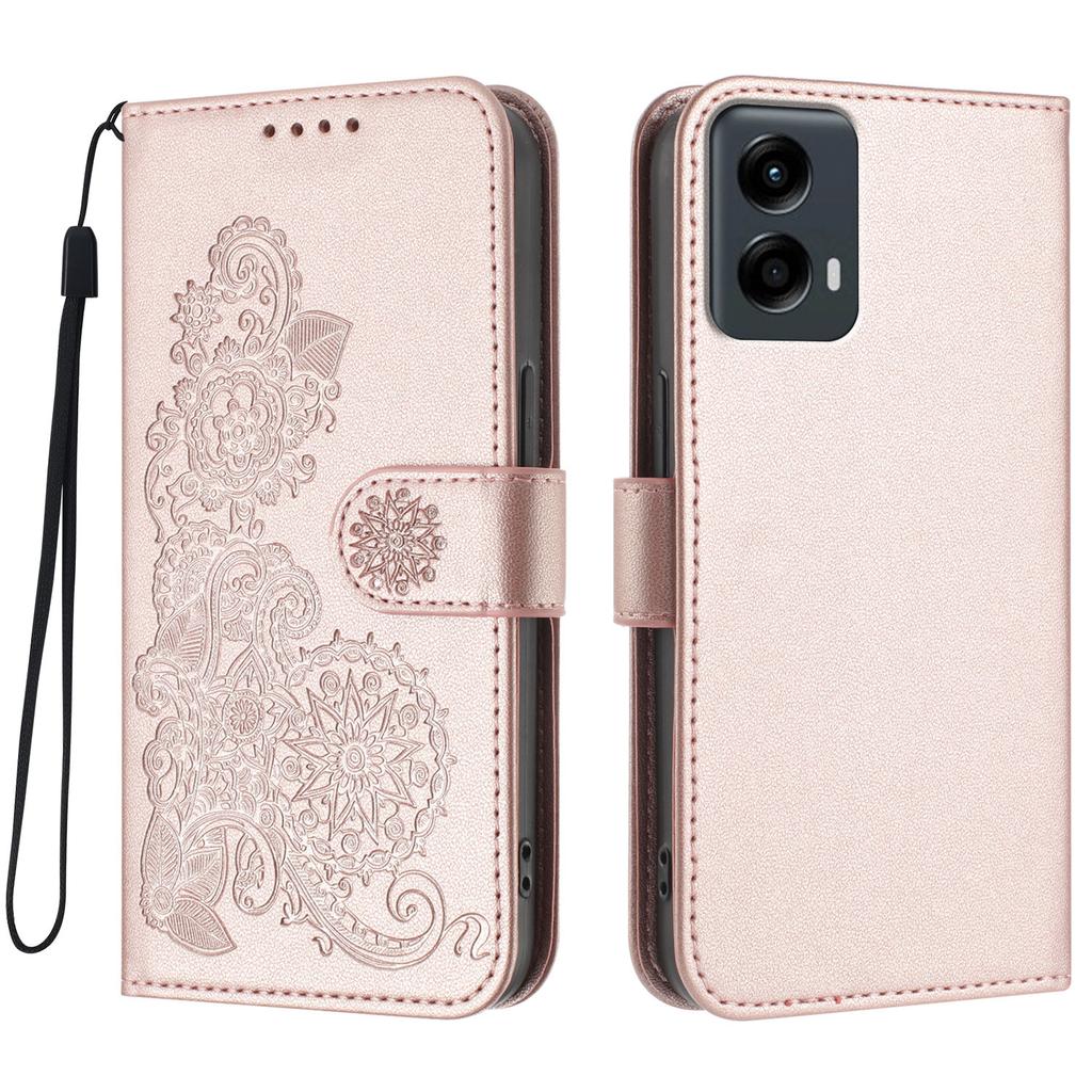For Motorola Moto G Play 5G (2024)/Motorola Moto G 5G (2024) Phone Cases Mandala Flower Leather Wallet Mobile Cover with Strap
