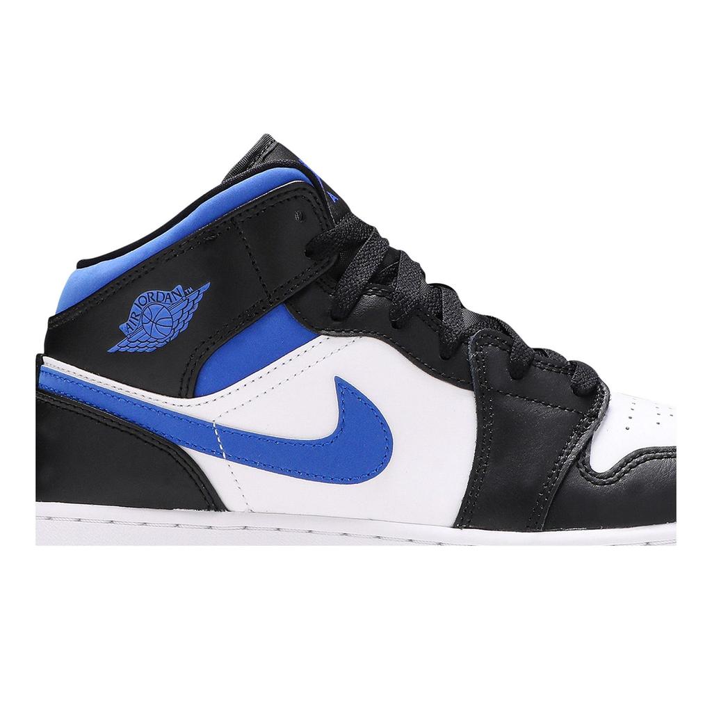 Air Jordan 1 Mid Grade School 'Racer Blue' (Unisex) White / Racer Blue / Black Kids' Basketball Shoes 554725 140