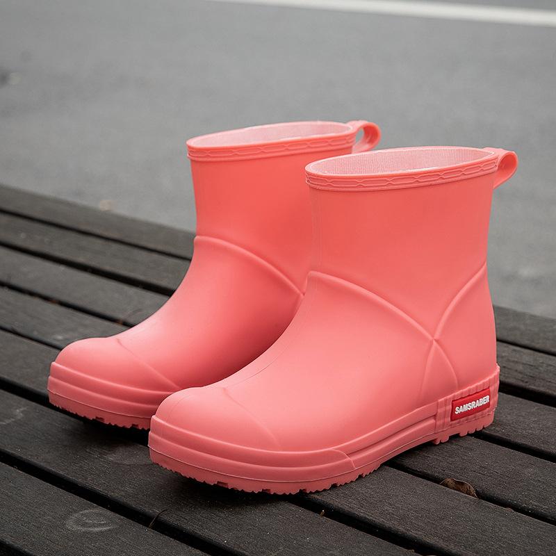 Женские новые водонепроницаемые короткие сапоги-трубы для взрослых, нескользящие, бархатные, теплые, резиновые сапоги