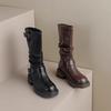 Женские ботинки до колена на платформе с шипами, весенне-летние рыцарские армейские готические элегантные женские туфли на среднем каблуке, мотоциклетная обувь
