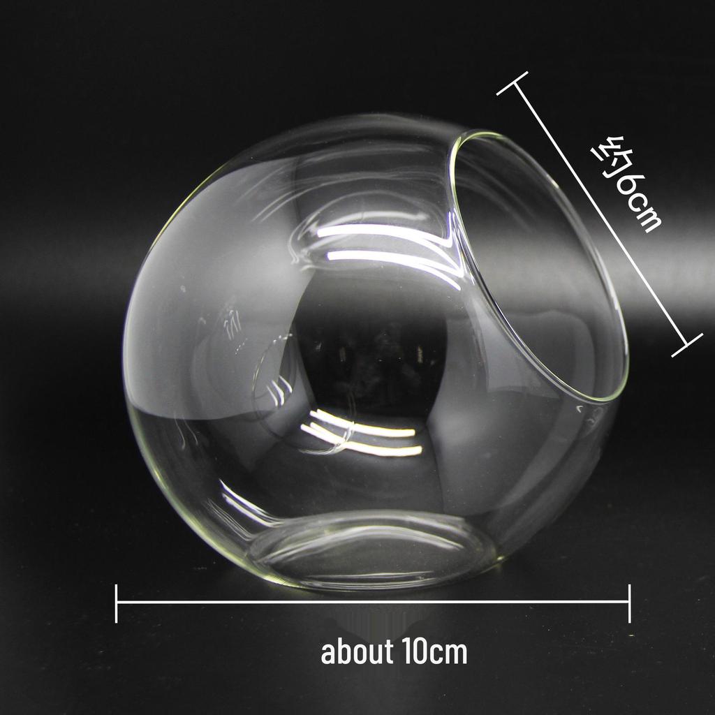 Круглая стеклянная ваза с косым горлышком для суккулентов и микроландшафтов