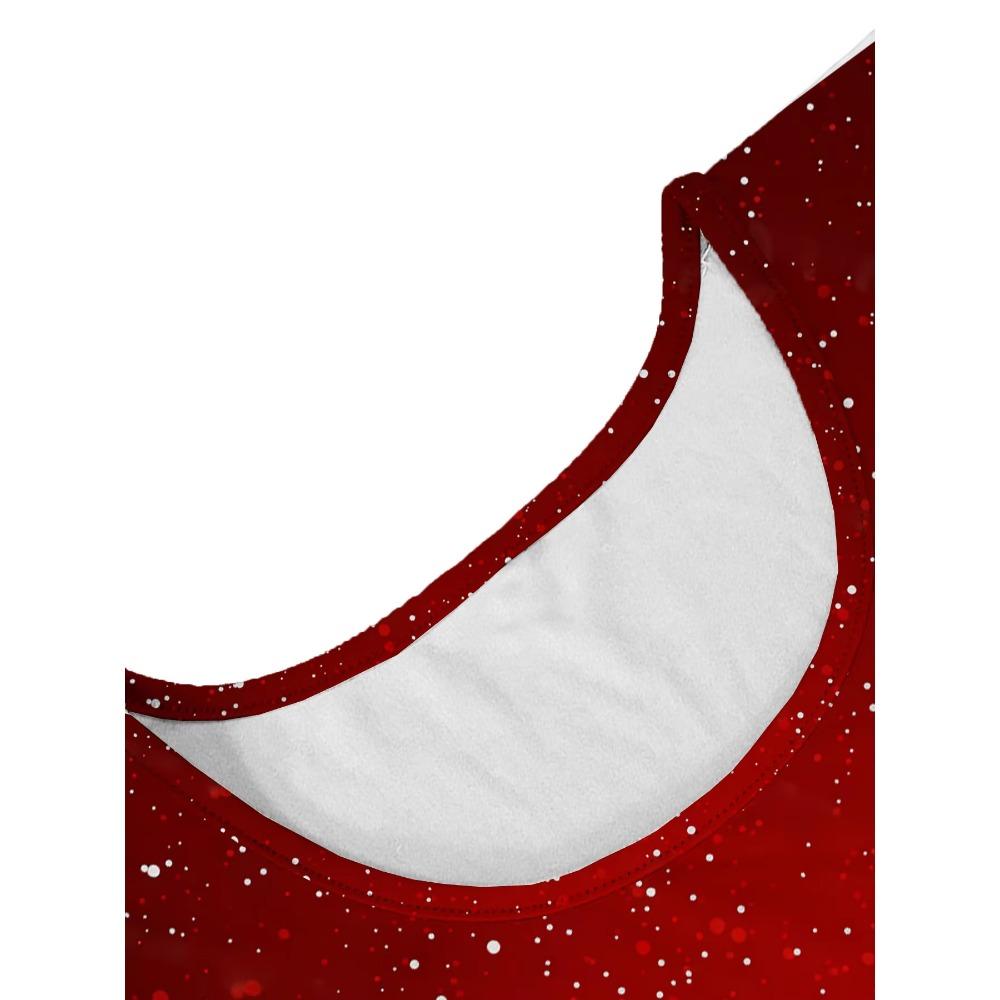 Women's Red White Christmas Print Maxi Dress Party Dress for Holiday Parties, Xmas Events & New Year's Eve A-Line Dress Y2k Tops