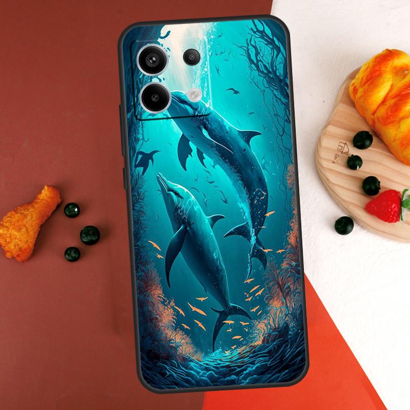 Whale Shark Dolphin Case For Xiaomi Redmi Note 14 13 Pro 9 10 11 12 Pro 10S 11S 12S Redmi 13C 10C 12C 14C Coque