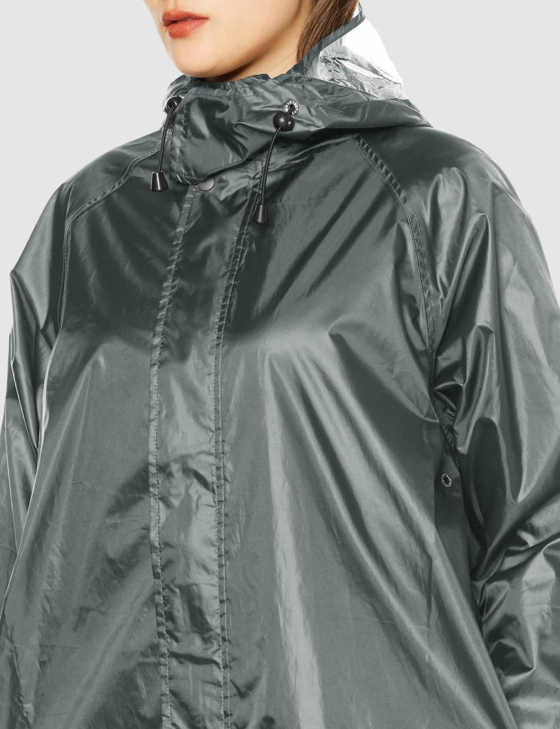 FLATPURE Дождевик Рюкзак Пальто Однотонный Простой Сумка для хранения С капюшоном Водоотталкивающее PU покрытие Унисекс Угольно-серый M [Moonbat] 23-340-53026-00