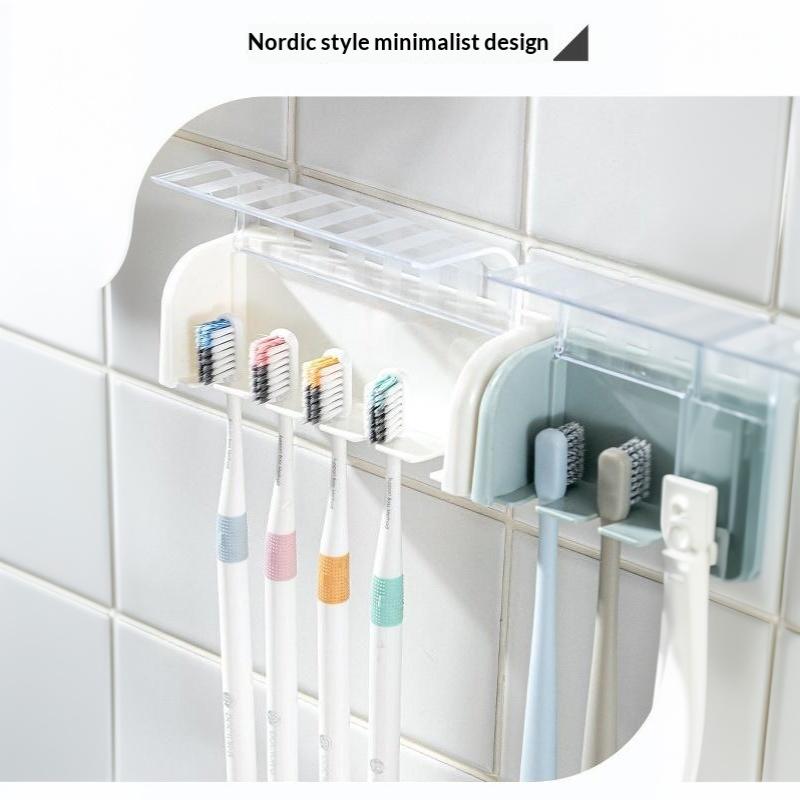 Removable Adhesive Toothbrush Holder Non-Marking No Drill Waterproof Wall Mount for Bathroom Use