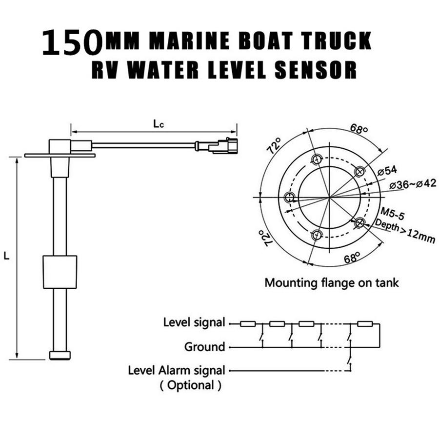 Универсальный 150мм датчик уровня топлива для лодки, морской, для грузовика, автомобиля, автодома, датчик потока, датчик уровня воды, 0-190 Ом