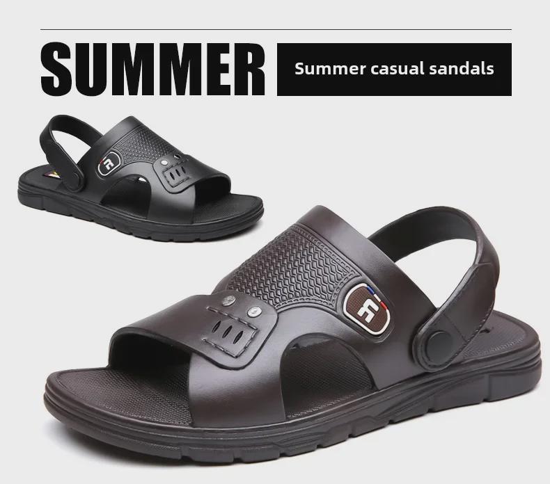 2024 Мужские повседневные нескользящие дышащие сандалии для отдыха на открытом воздухе: Износостойкие пляжные и автомобильные тапочки