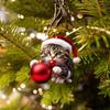 Christmas Cat Decoration, Tree Hanging Holiday Kitten Ornament,