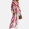 Elegant Off Shoulder Printed Wide Leg Pants Set Women Blouse Loose Bat Sleeve Two-piece Sets Trousers Slash Neck Loose Plus Size Outfits Clothes 687