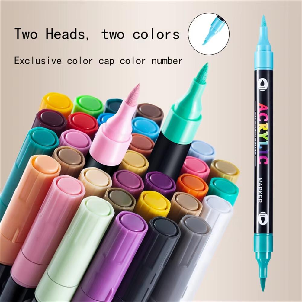 24/48/72 Colors Acrylic Paint Markers Soft Tip Double Nib Markers New Paint Pens Art Supplies