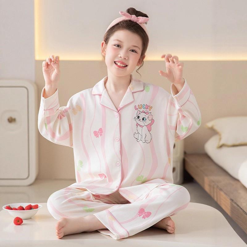 Girls Cotton Pajama Set Long Sleeve Princess Sleepwear Kids 8-14 Years Soft Comfortable Home Outfit