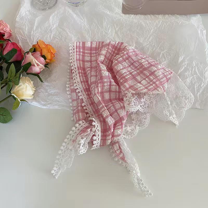 Женский треугольный шарф из французского кружева: Легкий, Дышащий и Универсальный Головной Платок и Лента для Волос