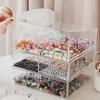 Cream Beaded DIY Storage Box with Multi-Grid Compartments, Dustproof and Handmade.