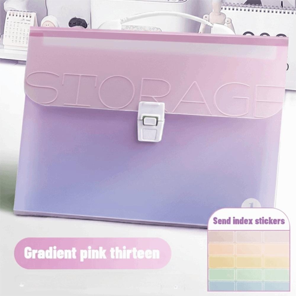 Gradient Color 13 Layer Folder Large Capacity Student Test Paper Storage Bag Office