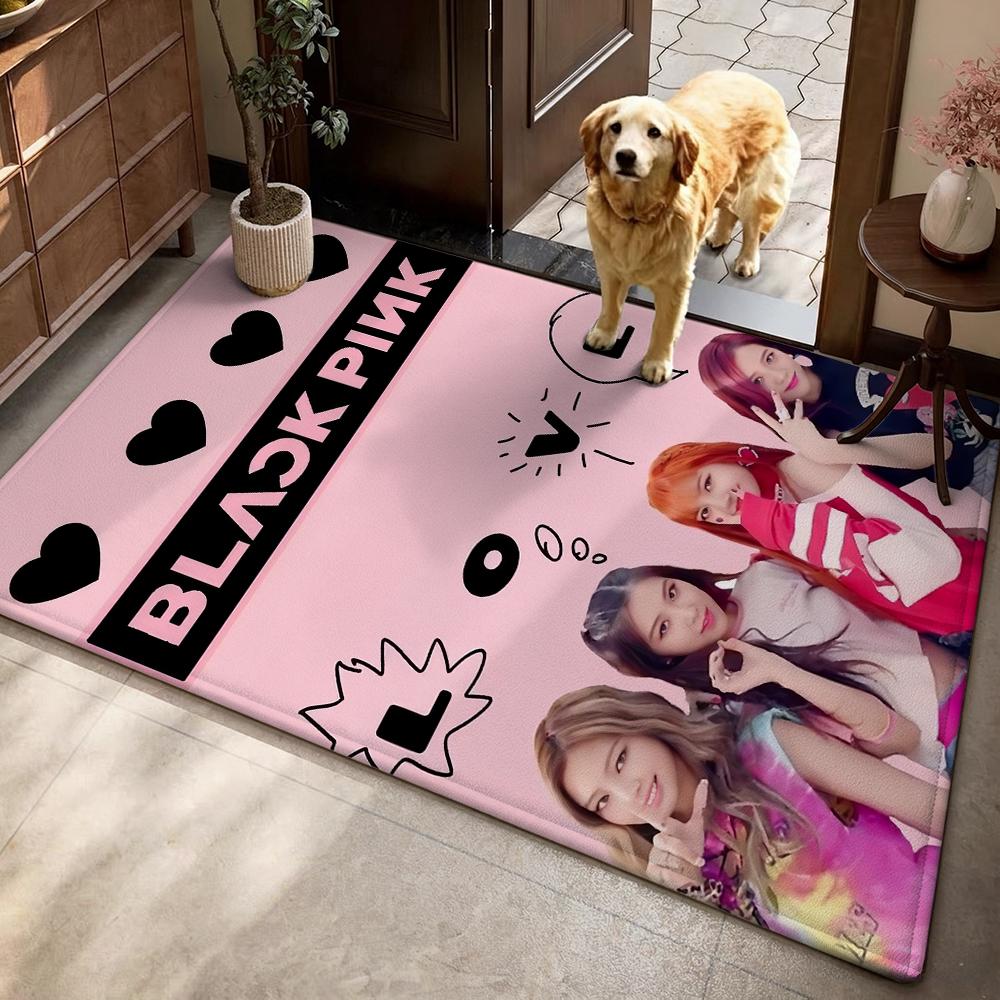 Kpop Blackpink Mysterious Pink Aura Rectangular Rug Absorbent Nonslip Carpet For Living Room Bedroom Office Home Party Decor Holiday Gift