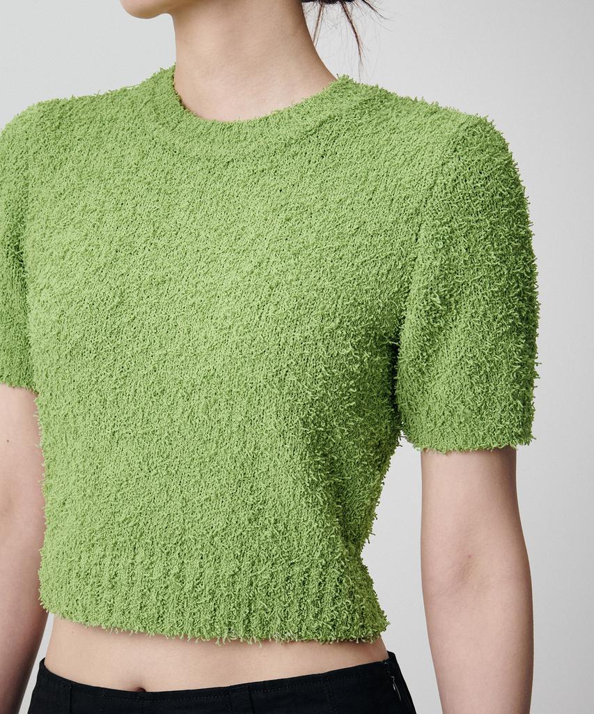 MUSINSA STANDARD WOMAN Women'S Fancy Yarn Crew Neck Short Sleeve Knit [Light Green]