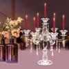7-Arm Clear Crystal Candelabra, Elegant Glass Candle Holder for Dining Table & Wedding Decor, Modern Centerpiece with 7 Branches