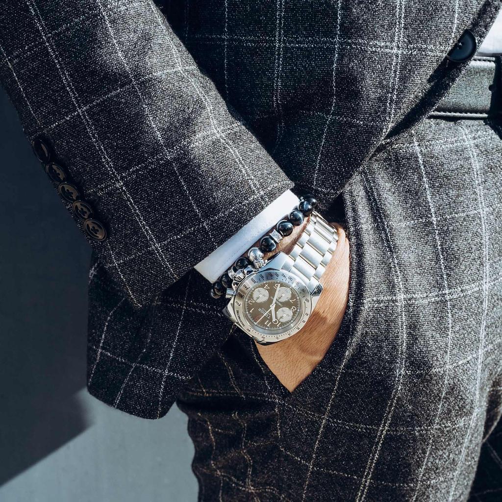 Шведский браслет из метеоритных бусин из стерлингового серебра с руническим шармом и глазом Подарок для [AWNL] Мужской - Соколиный глаз, Ему, 14см-15см