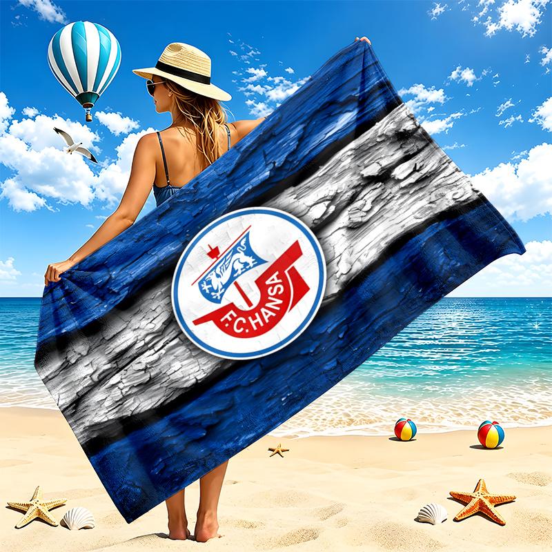 FC Hansa Rostock Beach Towel Quick Dry Soft MicrofiberSand Resistant Oversized Cabana Bath Sheet for Swimming Pool Travel Gift